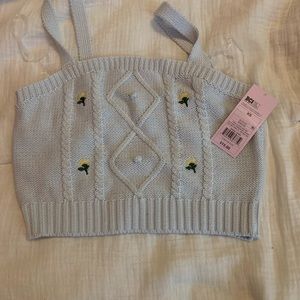 light blue knitted crop top